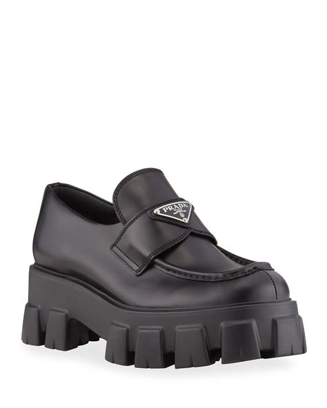 prada platform.loafers|chunky Prada loafers.